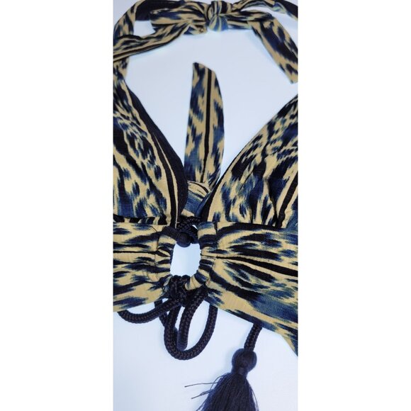 Robin Piccone Bikini Swim Top M Color Navy Blue Bottom Mid Rise Sz M - Picture 3 of 8